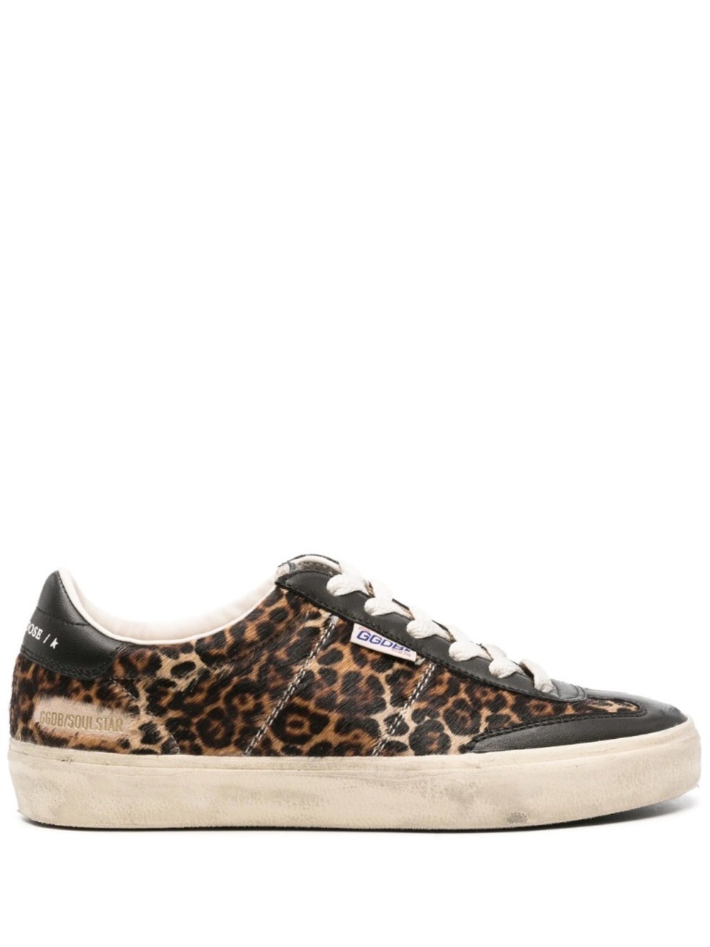 GOLDEN GOOSE 37 Soul Star Leopard-Print Pony Skin Sneakers EXCELLENT Condition